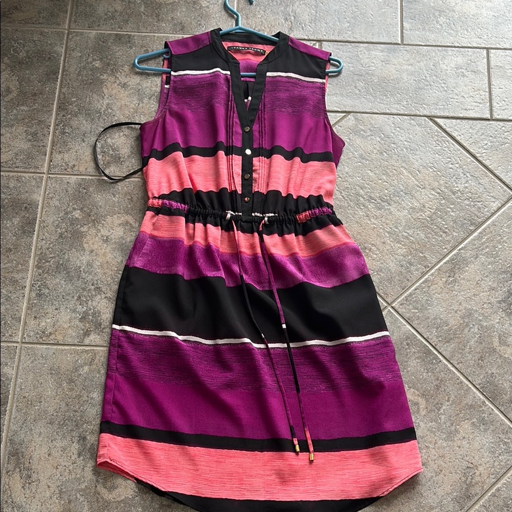 Elegant Purple and Pink Striped Dress
